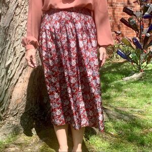 Vtg‎ 80s Panther maroon paisley polyester skirt